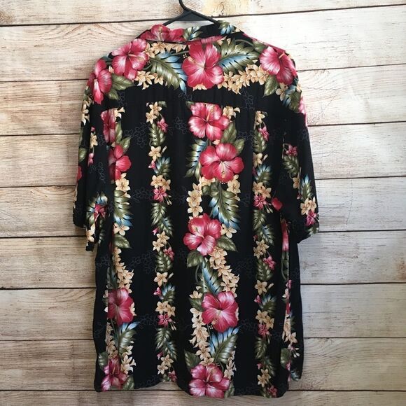 VINTAGE ORCHID DESIGNS HAWAIIAN SHIRT IN BLACK FLORAL‎ - Picture 4 of 6